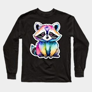 Raccoon Watercolor Long Sleeve T-Shirt